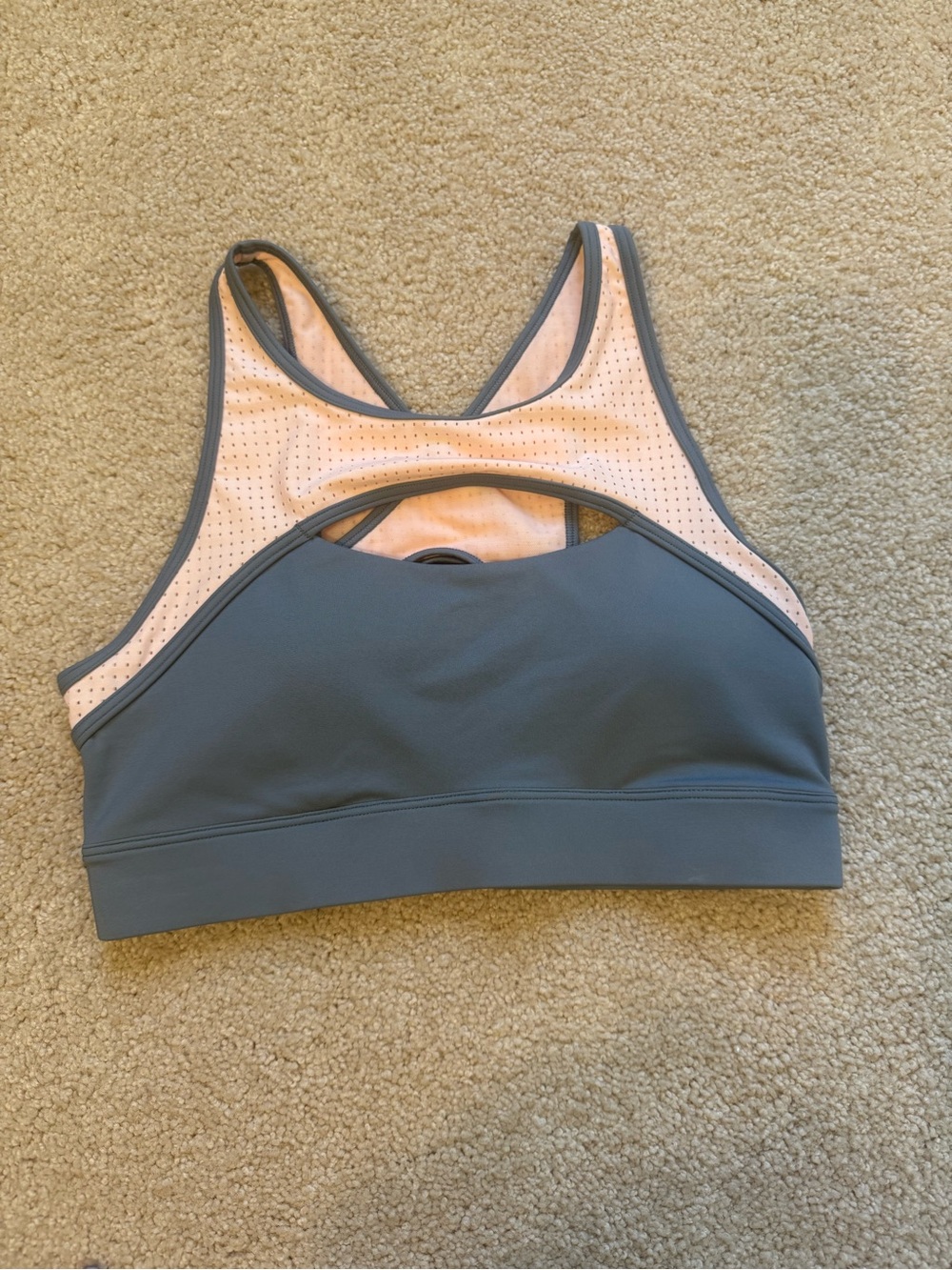 Fabletics Mesh Breathable Medium Impact Sports Bra XS Gray Coral
